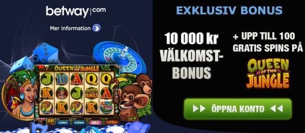 Få exklusivt bonuspaket hos det svenska casinot Betway!