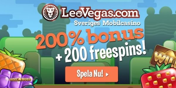 200 free spins hos det svenska casinot Leo Vegas!