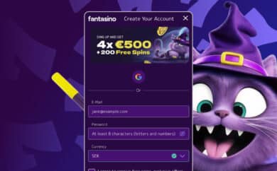 Fantasino casino registrering steg 1